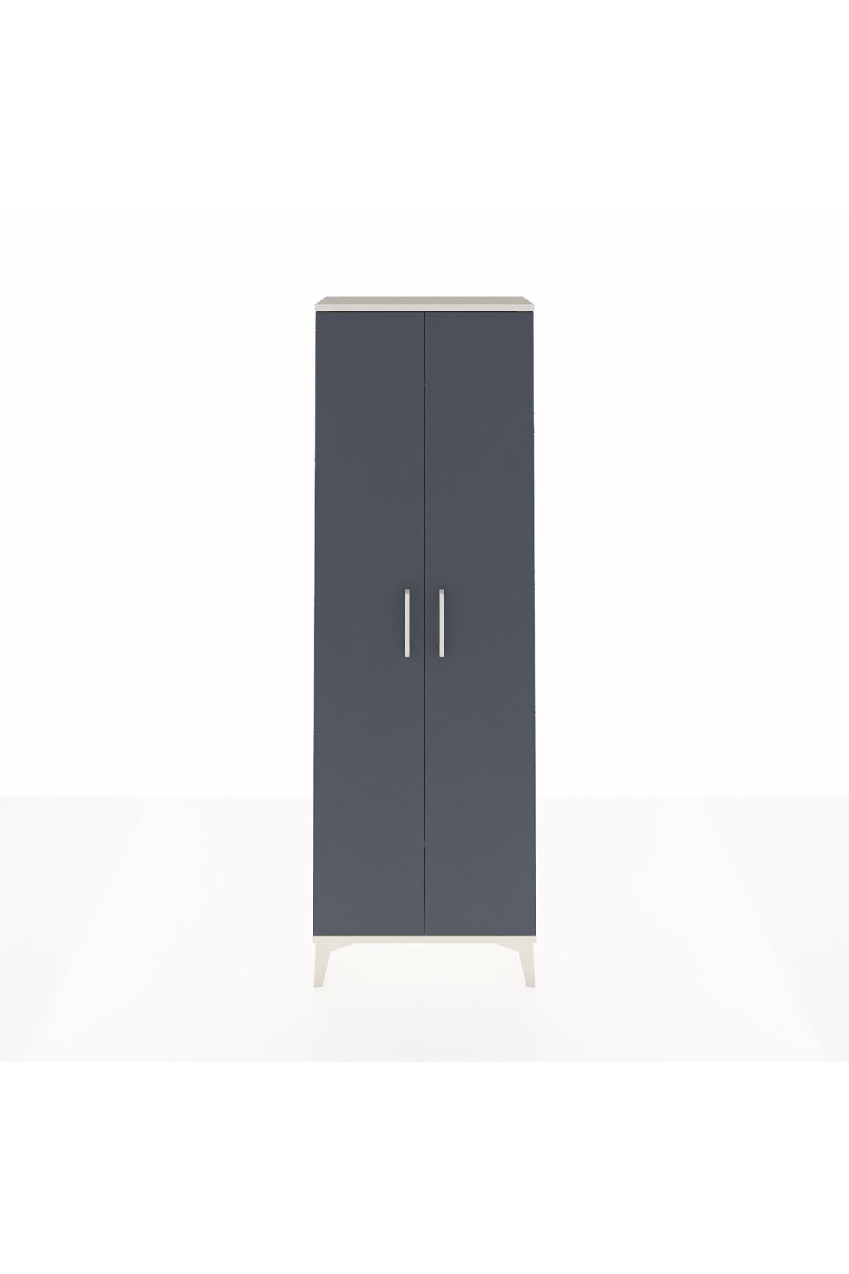 Arges Dolap Tek Raflı 2 Kapaklı Tek Askılı 60x30x182 Aytaşı-Antrasit