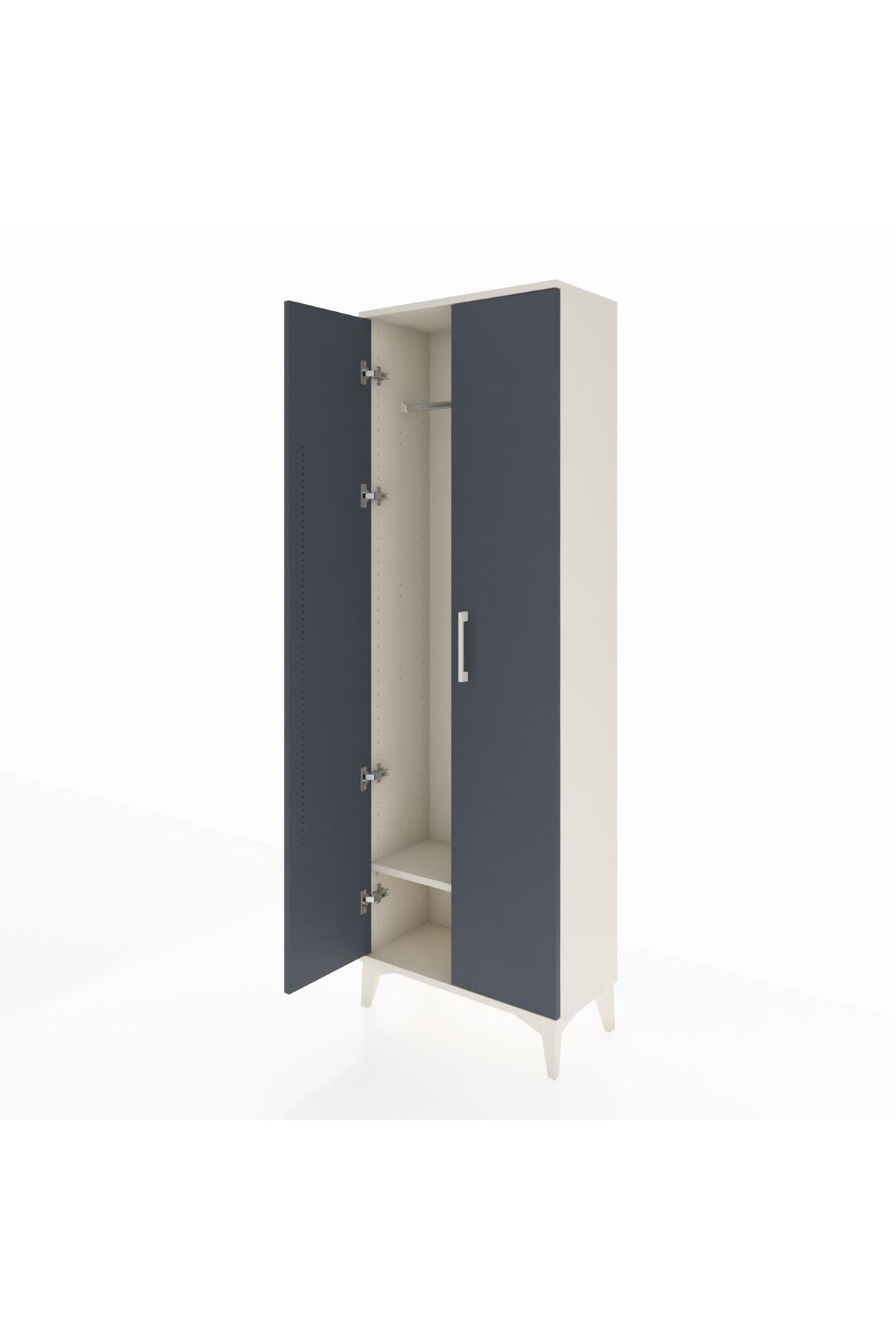 Arges Dolap Tek Raflı 2 Kapaklı Tek Askılı 60x30x182 Aytaşı-Antrasit