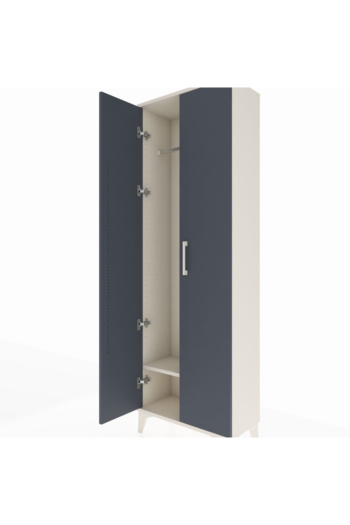 Arges Dolap Tek Raflı 2 Kapaklı Tek Askılı 60x30x182 Aytaşı-Antrasit