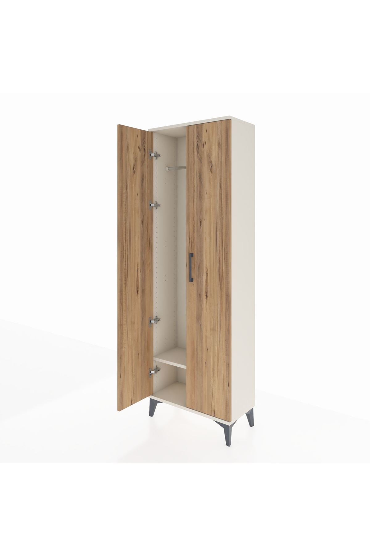 Arges Dolap Tek Raflı 2 Kapaklı Tek Askılı 60x30x182 Aytaşı-Çam