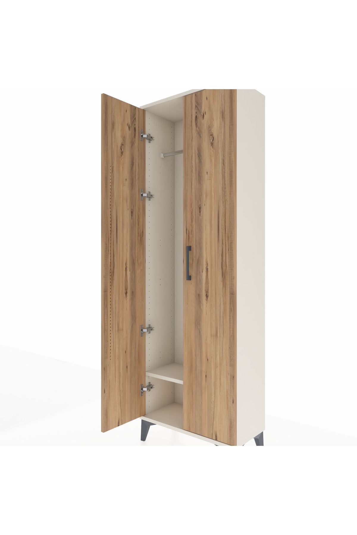 Arges Dolap Tek Raflı 2 Kapaklı Tek Askılı 60x30x182 Aytaşı-Çam