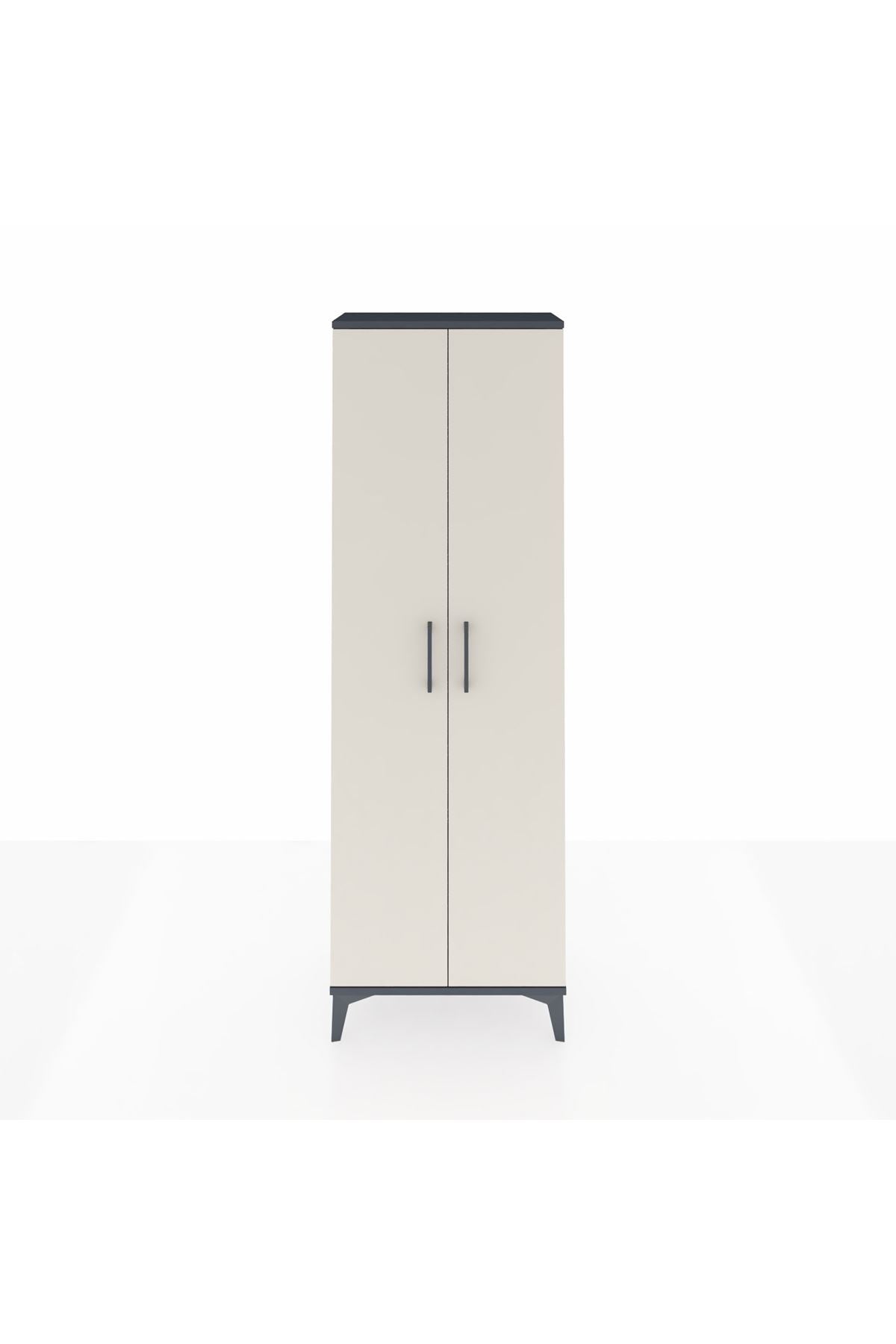 Arges Dolap Tek Raflı 2 Kapaklı Tek Askılı 60x30x182 Antrasit-Aytaşı