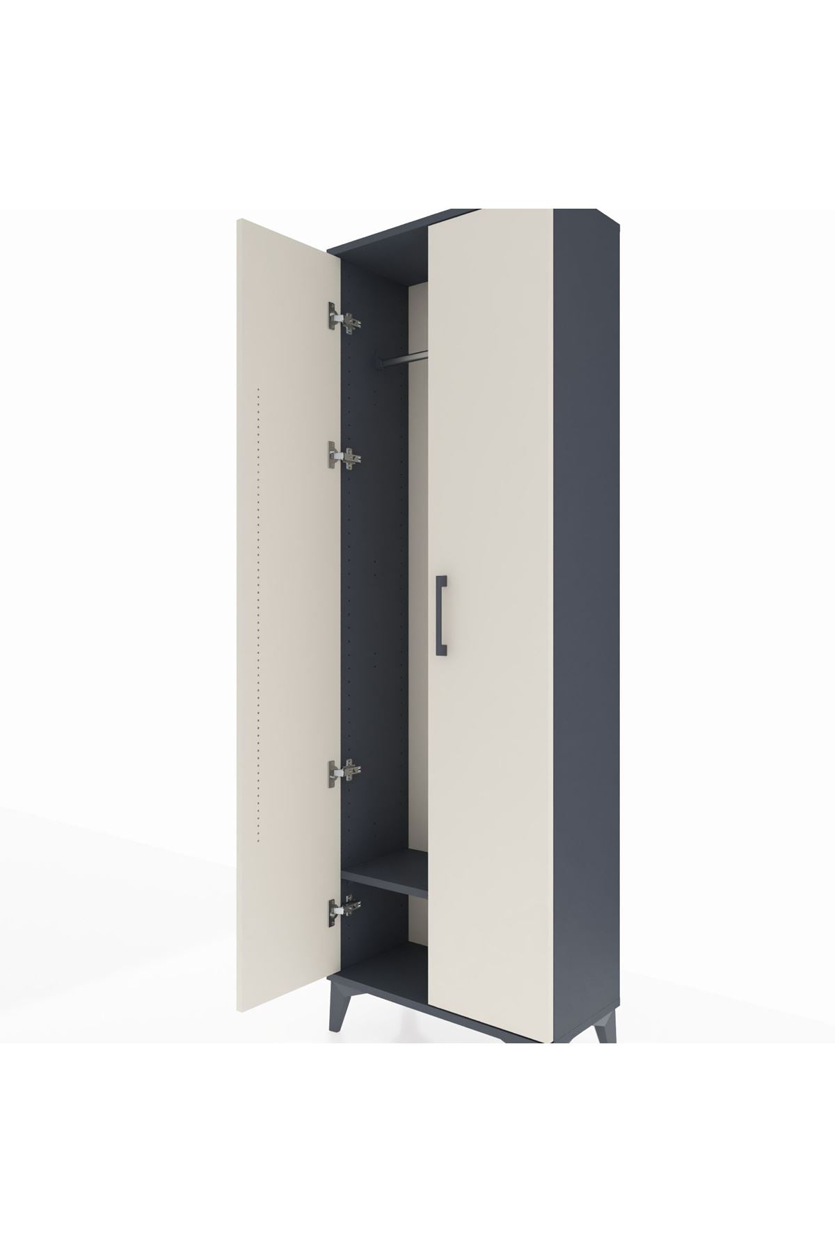 Arges Dolap Tek Raflı 2 Kapaklı Tek Askılı 60x30x182 Antrasit-Aytaşı