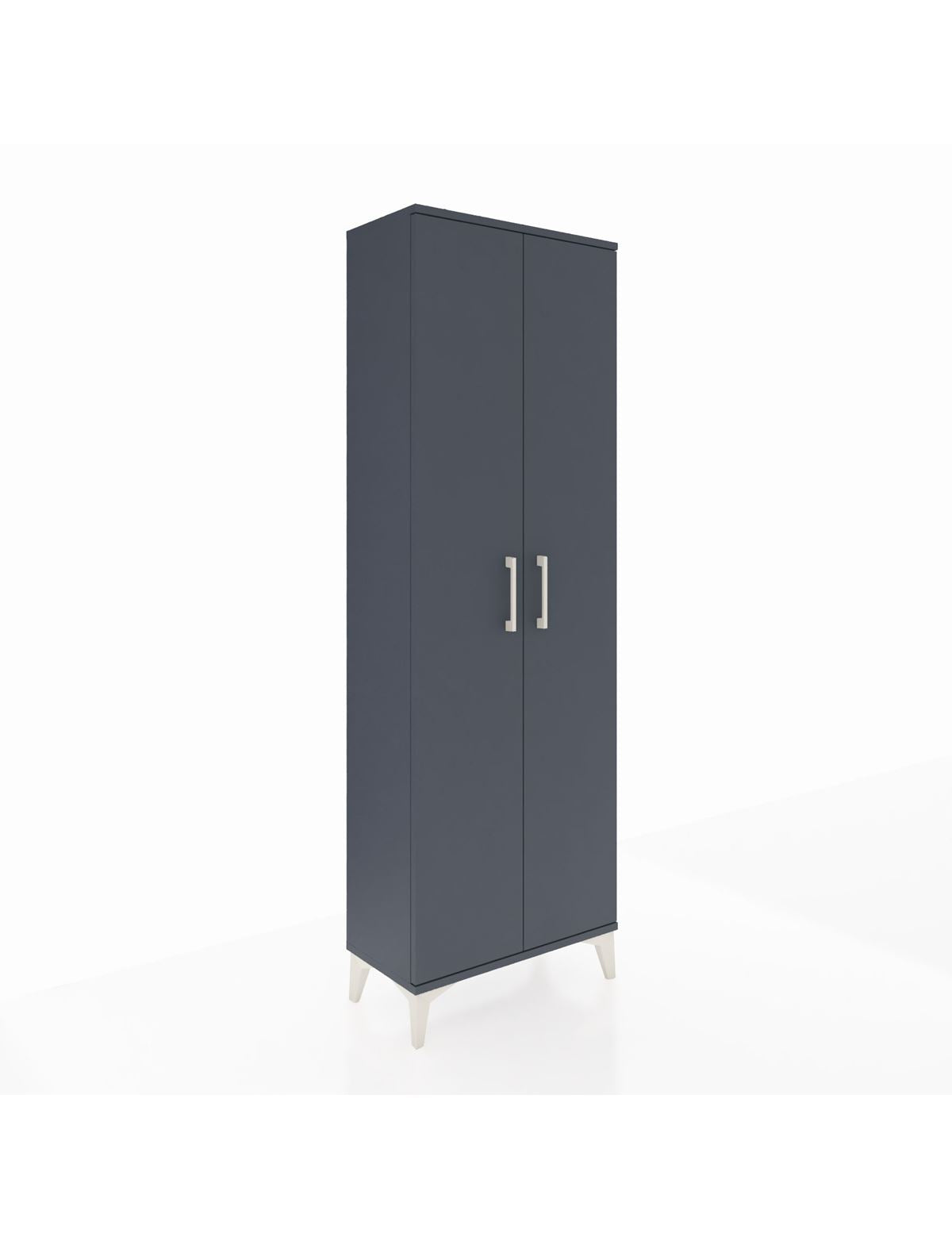 Arges Dolap Tek Raflı 2 Kapaklı Tek Askılı 60x30x182 Antrasit-Antrasit