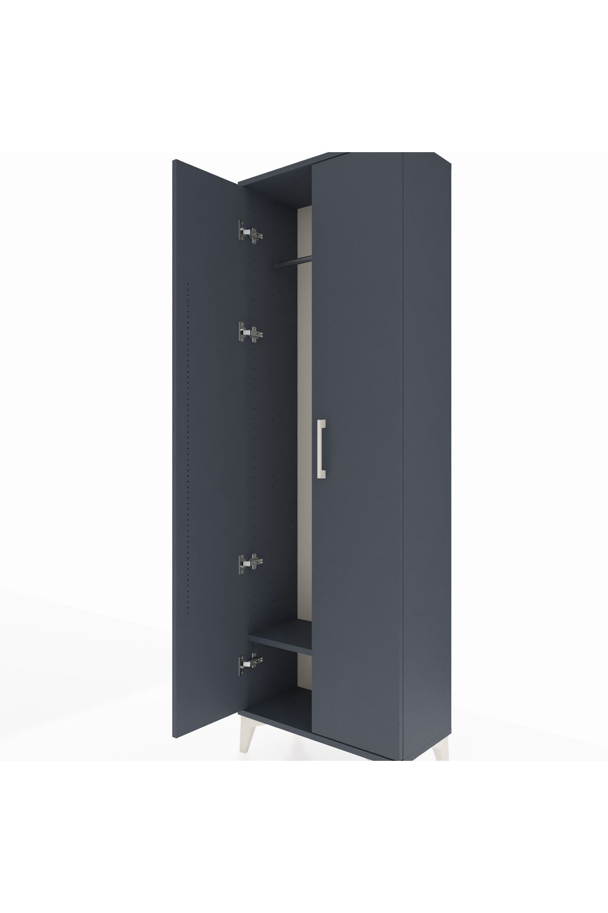 Arges Dolap Tek Raflı 2 Kapaklı Tek Askılı 60x30x182 Antrasit-Antrasit