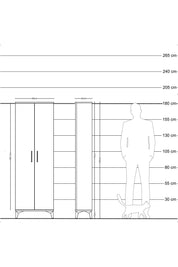 Arges Dolap Tek Raflı 2 Kapaklı Tek Askılı 60x30x182 Antrasit-Antrasit