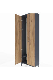 Arges Dolap Tek Raflı 2 Kapaklı Tek Askılı 60x30x182 Antrasit-Çam