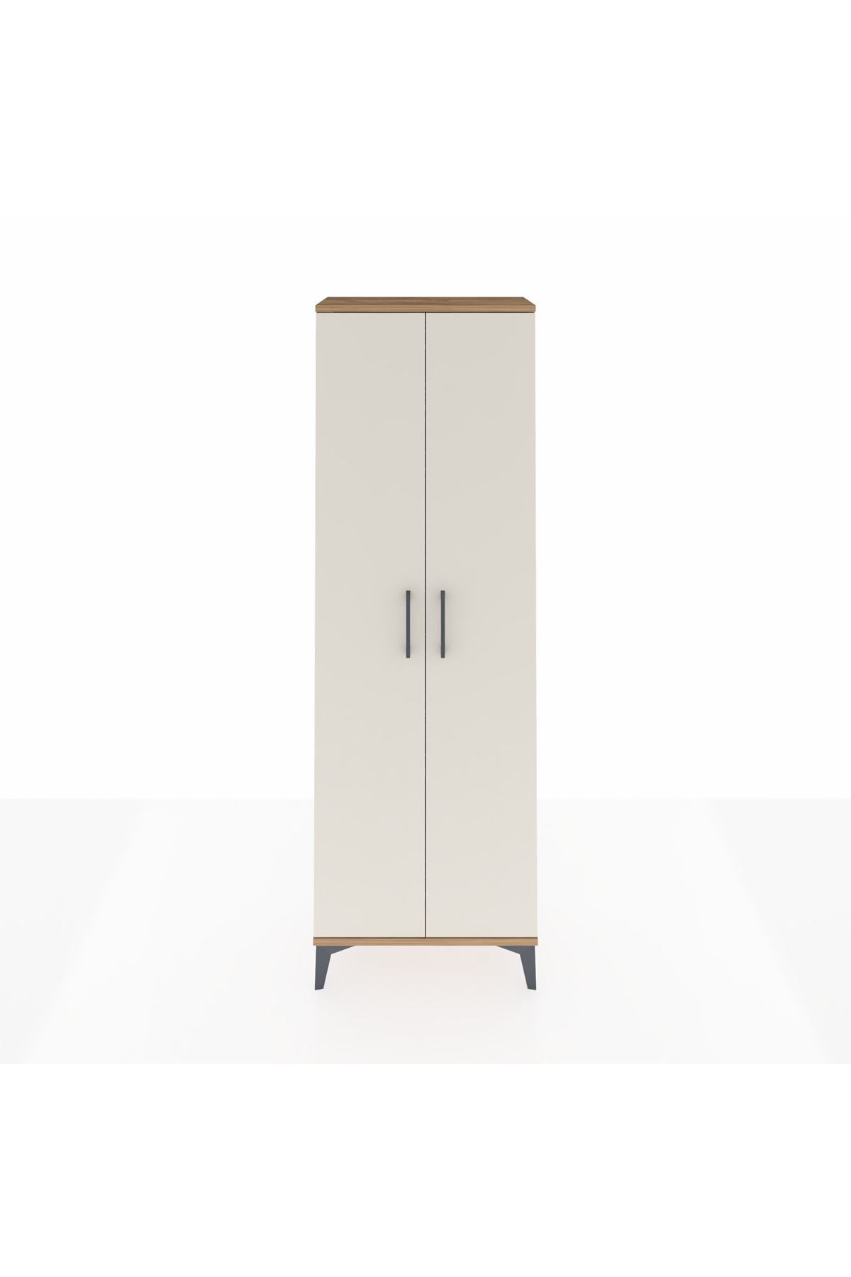 Arges Dolap Tek Raflı 2 Kapaklı Tek Askılı 60x30x182 Çam-Aytaşı