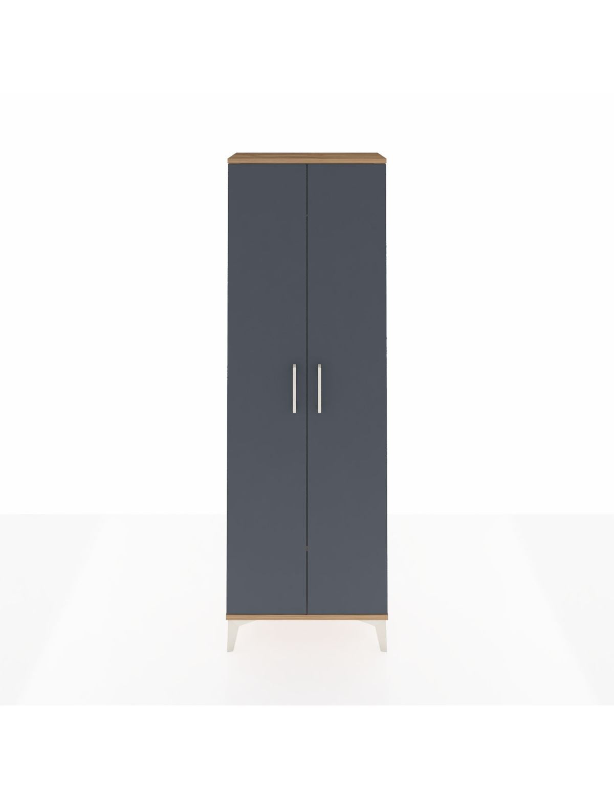 Arges Dolap Tek Raflı 2 Kapaklı Tek Askılı 60x30x182 Çam-Antrasit