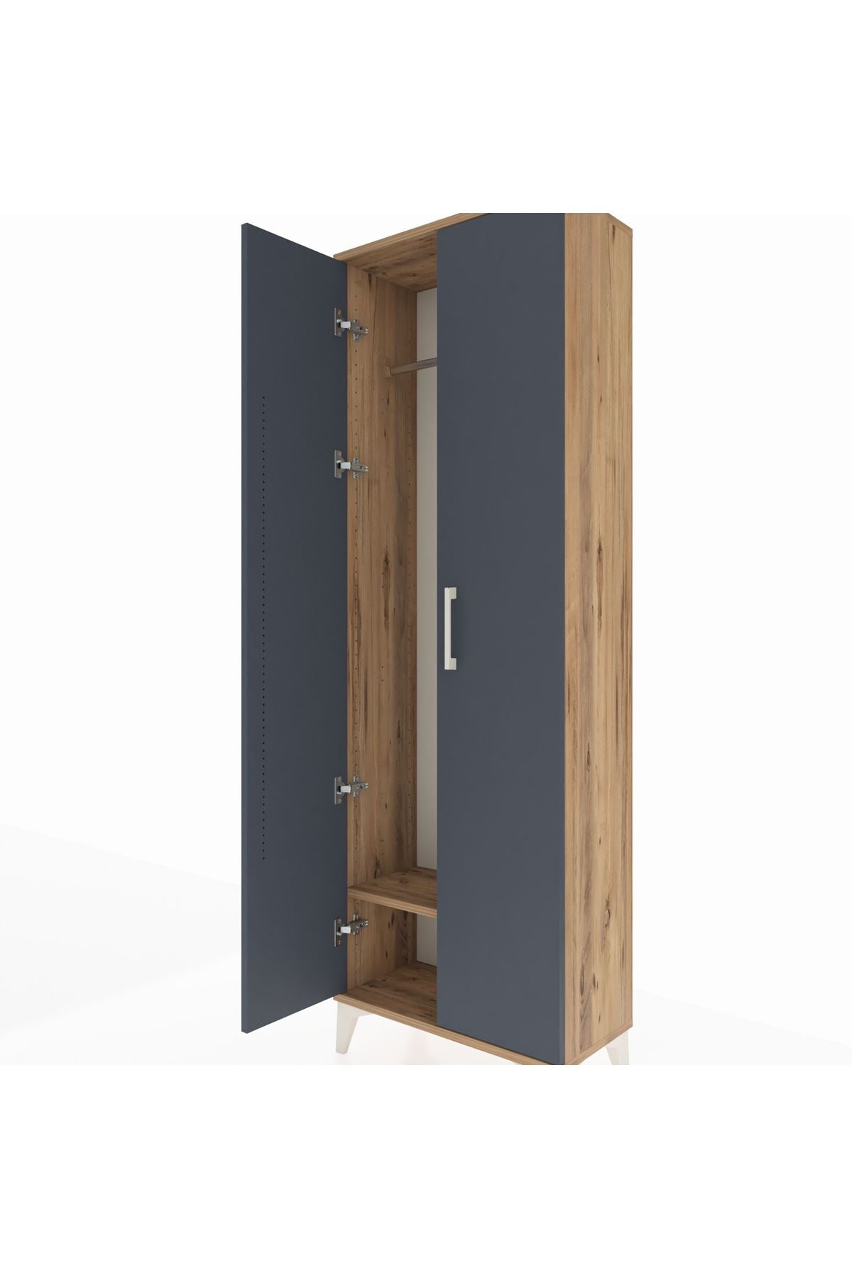 Arges Dolap Tek Raflı 2 Kapaklı Tek Askılı 60x30x182 Çam-Antrasit