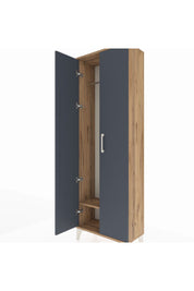 Arges Dolap Tek Raflı 2 Kapaklı Tek Askılı 60x30x182 Çam-Antrasit