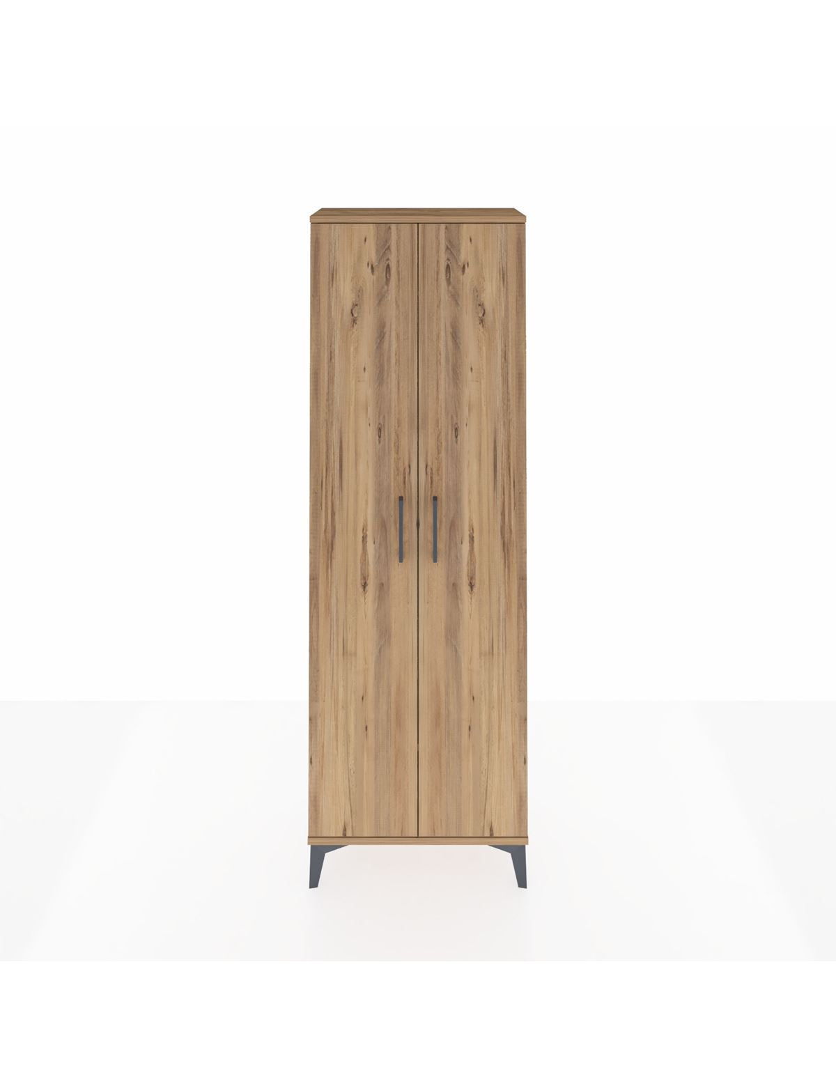 Arges Dolap Tek Raflı 2 Kapaklı Tek Askılı 60x30x182 Çam-Çam