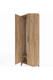 Arges Dolap Tek Raflı 2 Kapaklı Tek Askılı 60x30x182 Çam-Çam