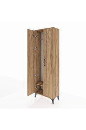 Arges Dolap Tek Raflı 2 Kapaklı Tek Askılı 60x30x182 Çam-Çam