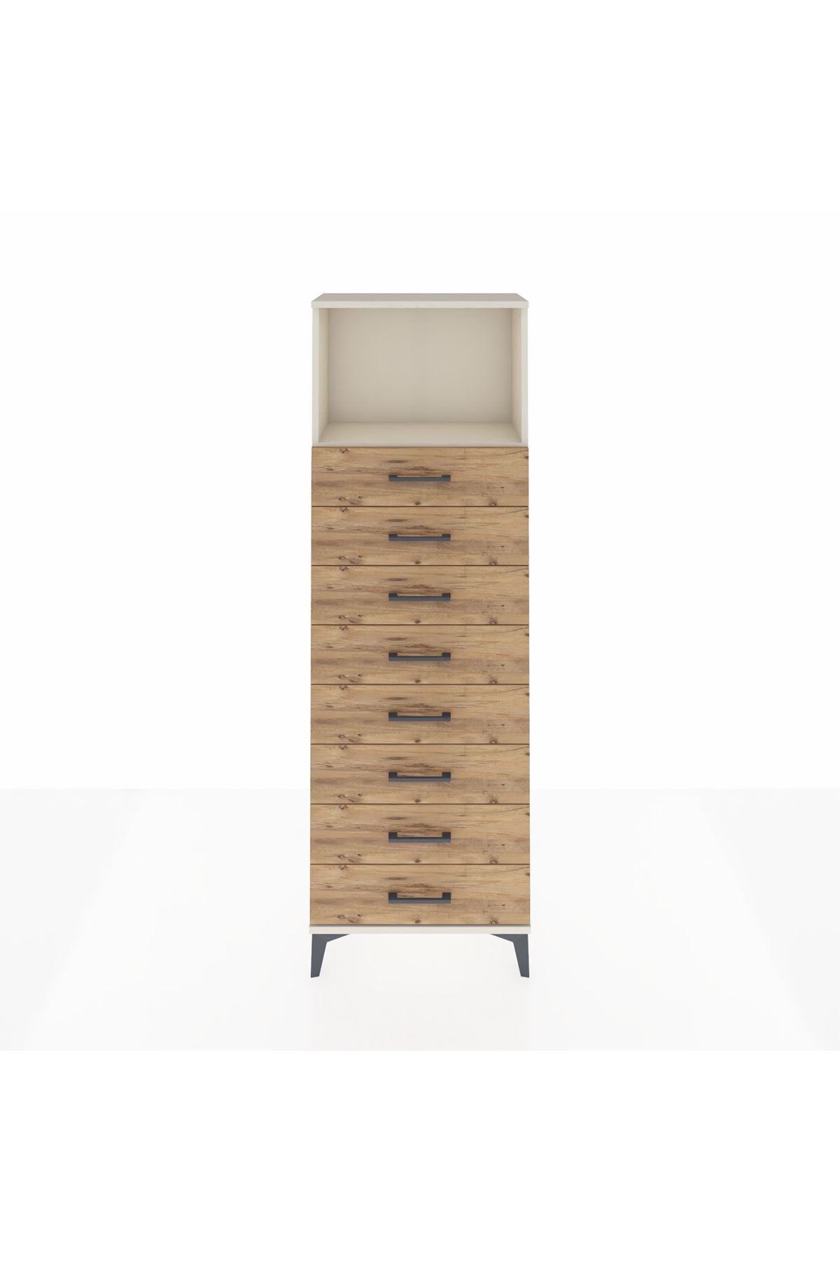 Arges Dolap Tek Raflı 8 Çekmeceli 60x30x182 Aytaşı-Çam