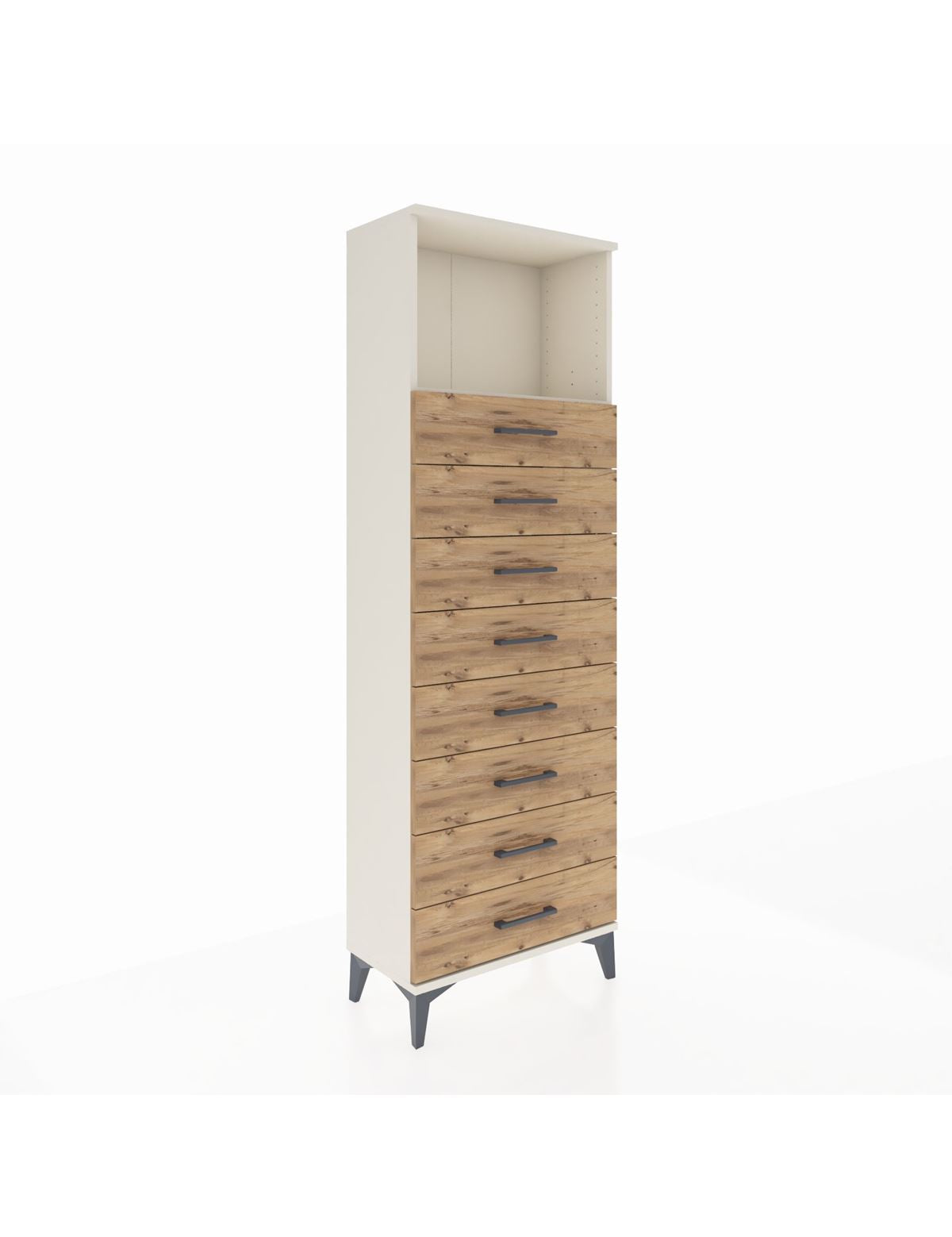 Arges Dolap Tek Raflı 8 Çekmeceli 60x30x182 Aytaşı-Çam