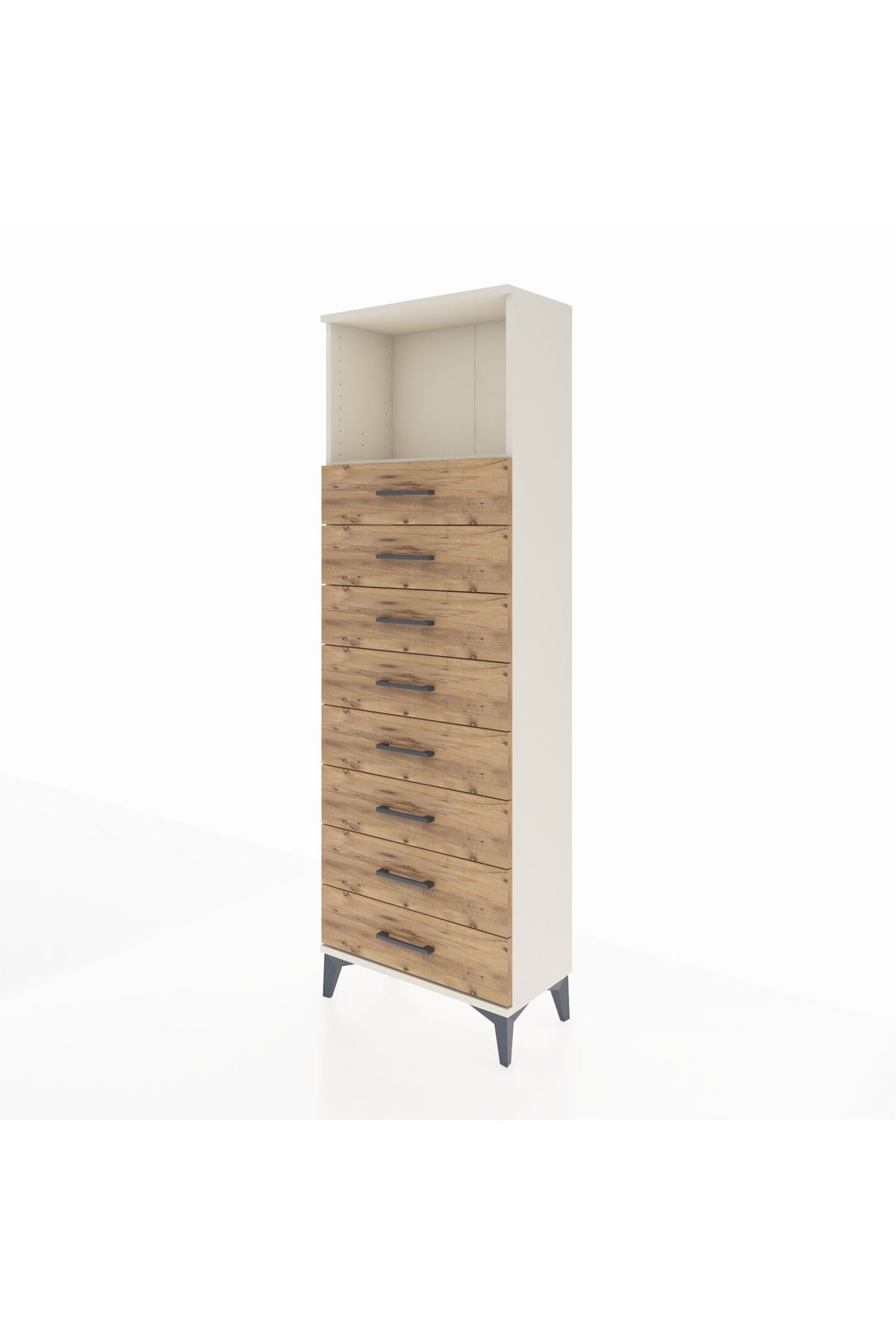 Arges Dolap Tek Raflı 8 Çekmeceli 60x30x182 Aytaşı-Çam