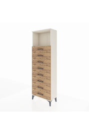 Arges Dolap Tek Raflı 8 Çekmeceli 60x30x182 Aytaşı-Çam