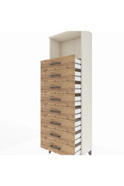 Arges Dolap Tek Raflı 8 Çekmeceli 60x30x182 Aytaşı-Çam