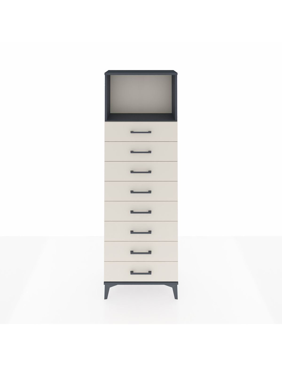 Arges Dolap Tek Raflı 8 Çekmeceli 60x30x182 Antrasit-Aytaşı