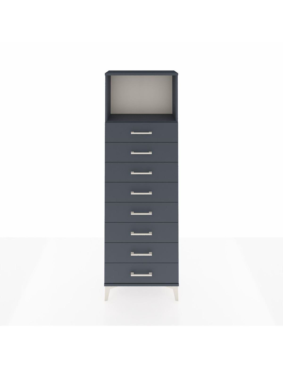 Arges Dolap Tek Raflı 8 Çekmeceli 60x30x182 Antrasit-Antrasit