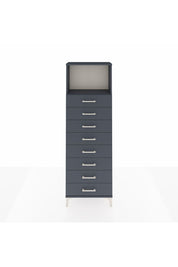 Arges Dolap Tek Raflı 8 Çekmeceli 60x30x182 Antrasit-Antrasit