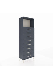 Arges Dolap Tek Raflı 8 Çekmeceli 60x30x182 Antrasit-Antrasit