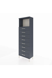 Arges Dolap Tek Raflı 8 Çekmeceli 60x30x182 Antrasit-Antrasit