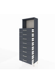 Arges Dolap Tek Raflı 8 Çekmeceli 60x30x182 Antrasit-Antrasit