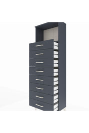 Arges Dolap Tek Raflı 8 Çekmeceli 60x30x182 Antrasit-Antrasit