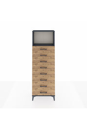 Arges Dolap Tek Raflı 8 Çekmeceli 60x30x182 Antrasit-Çam