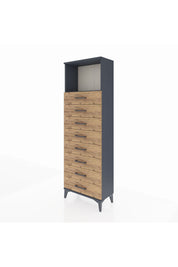 Arges Dolap Tek Raflı 8 Çekmeceli 60x30x182 Antrasit-Çam