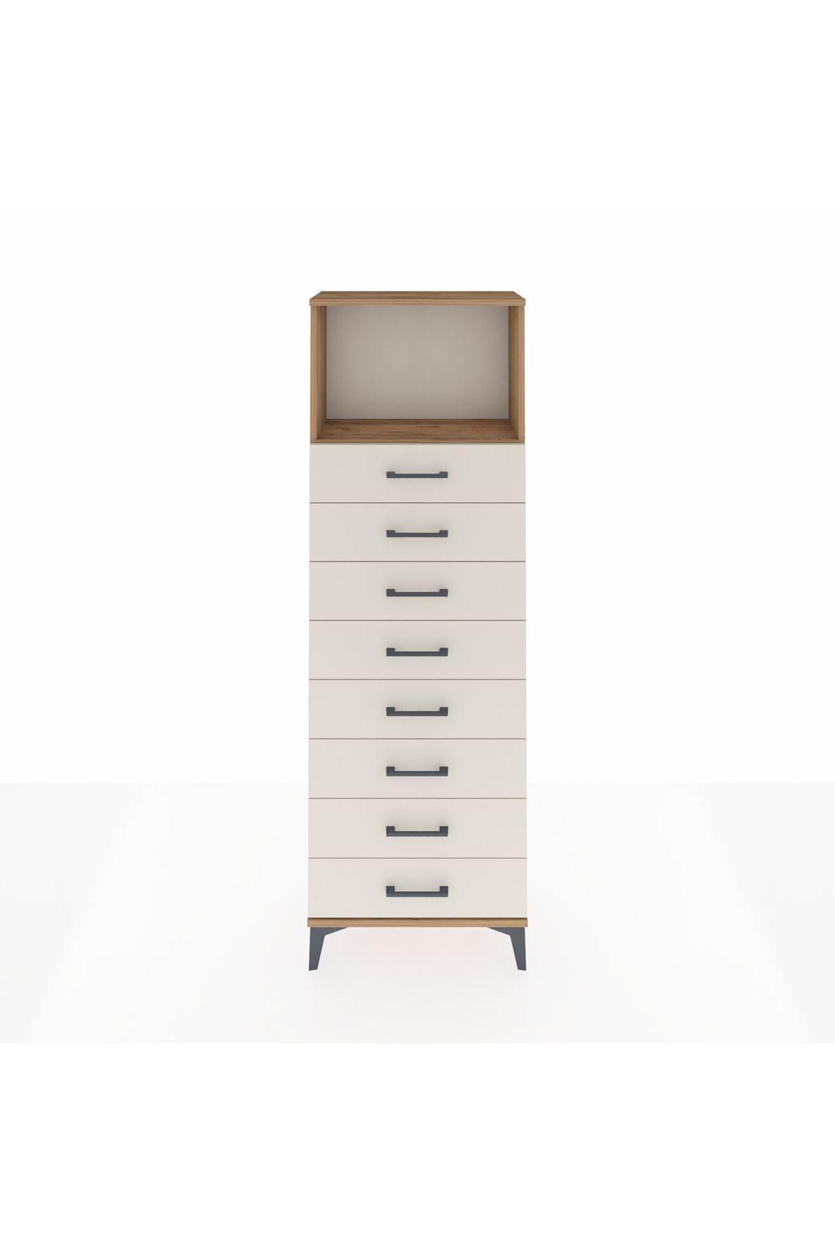 Arges Dolap Tek Raflı 8 Çekmeceli 60x30x182 Çam-Aytaşı