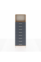 Arges Dolap Tek Raflı 8 Çekmeceli 60x30x182 Çam-Antrasit