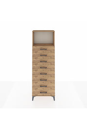Arges Dolap Tek Raflı 8 Çekmeceli 60x30x182 Çam-Çam