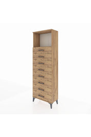 Arges Dolap Tek Raflı 8 Çekmeceli 60x30x182 Çam-Çam