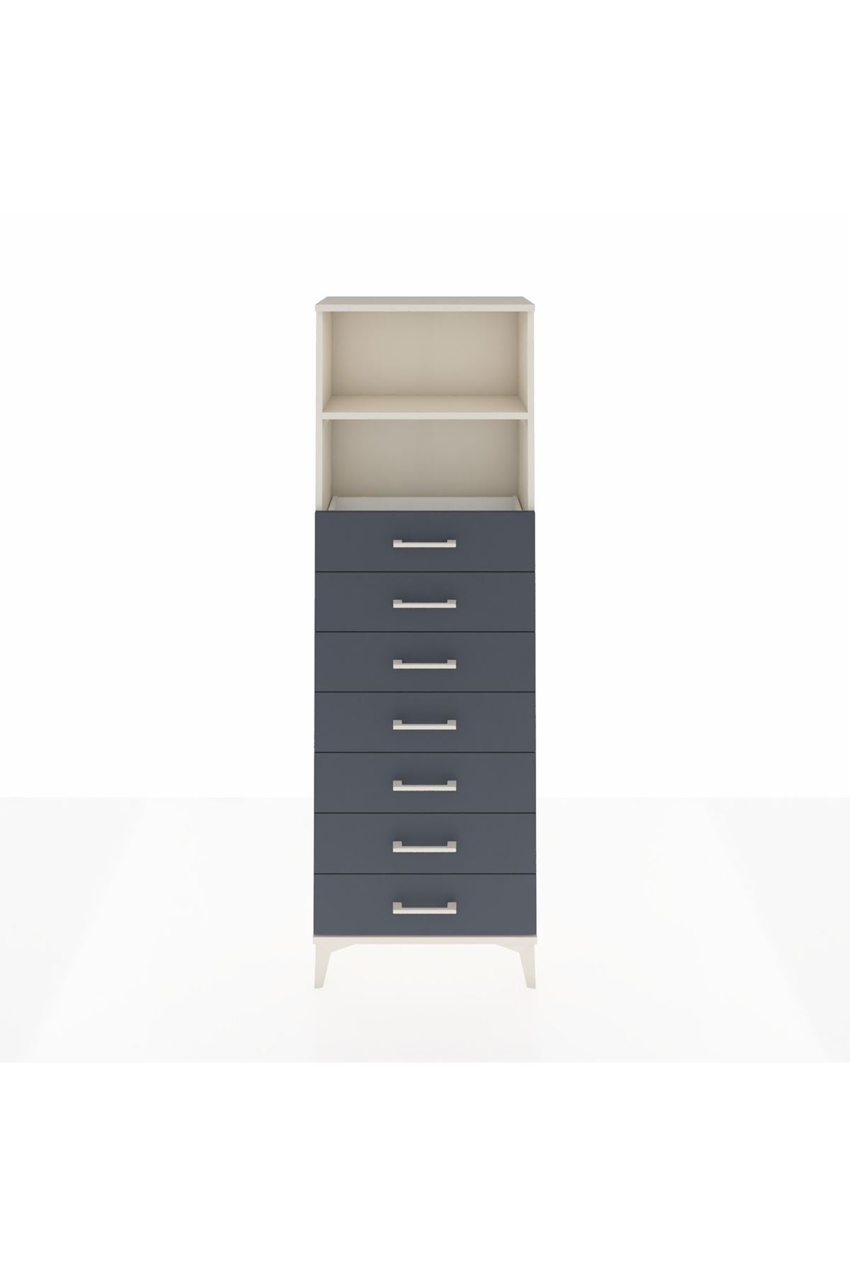 Arges Dolap 2 Raflı 7 Çekmeceli 60x30x182 Aytaşı-Antrasit