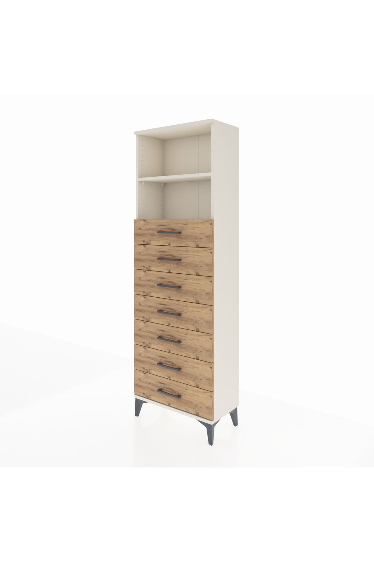 Arges Dolap 2 Raflı 7 Çekmeceli 60x30x182 Aytaşı-Çam