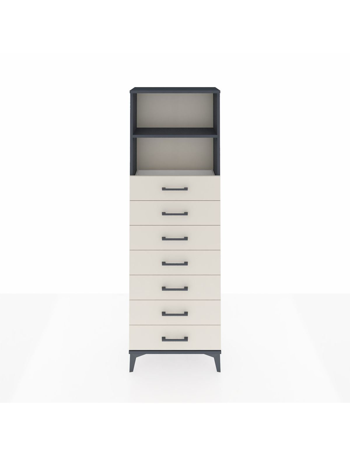 Arges Dolap 2 Raflı 7 Çekmeceli 60x30x182 Antrasit-Aytaşı