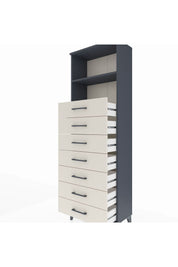 Arges Dolap 2 Raflı 7 Çekmeceli 60x30x182 Antrasit-Aytaşı