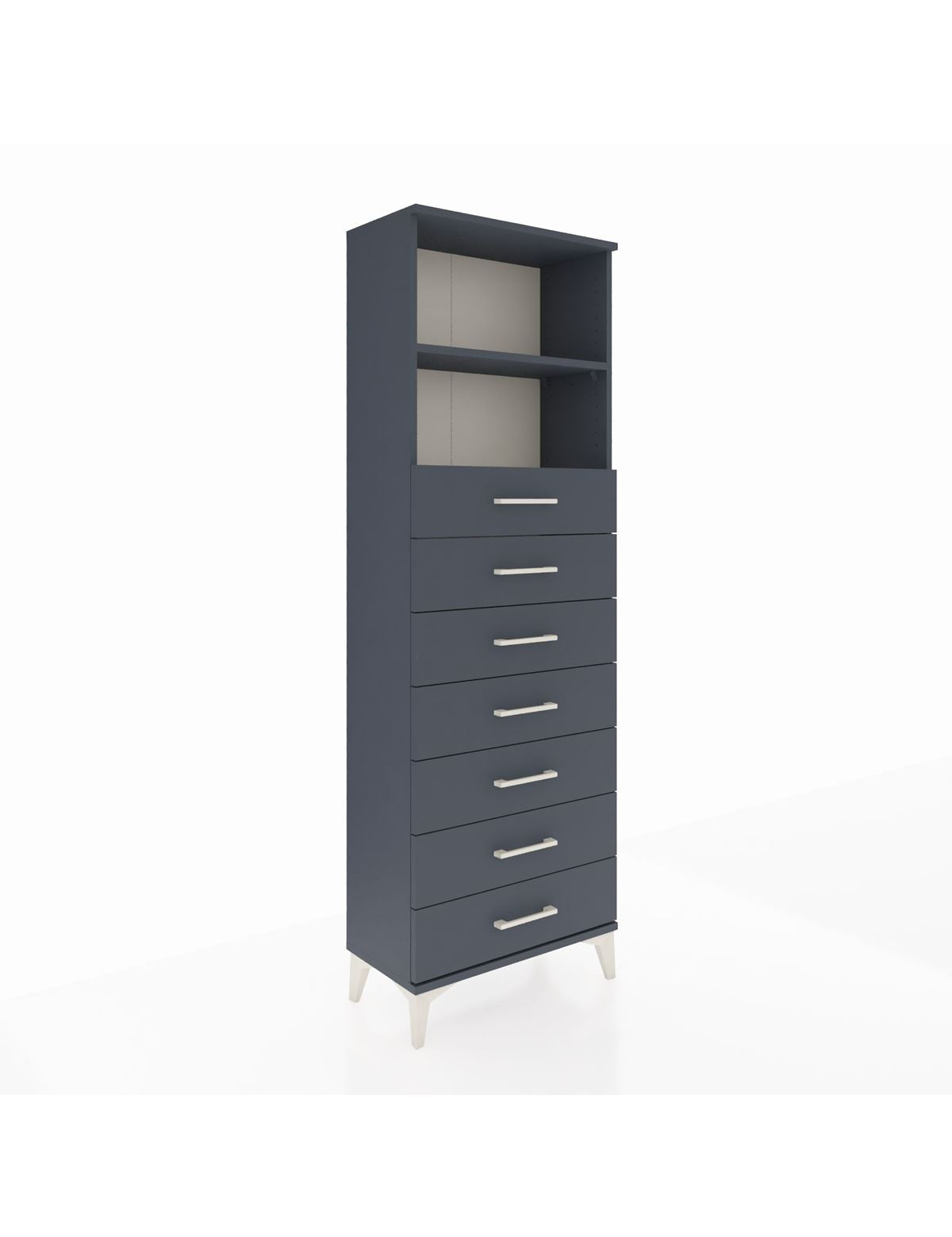 Arges Dolap 2 Raflı 7 Çekmeceli 60x30x182 Antrasit-Antrasit