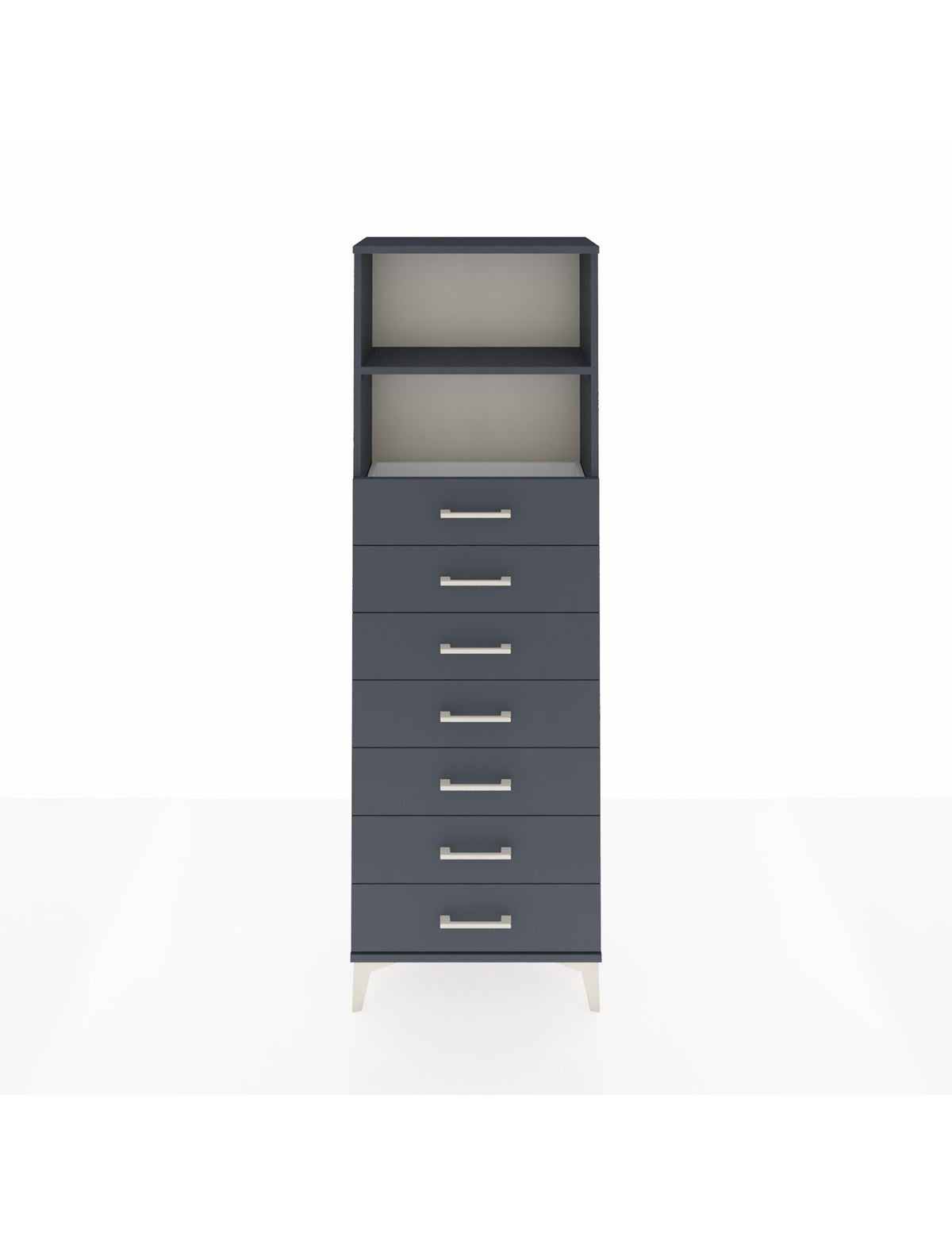 Arges Dolap 2 Raflı 7 Çekmeceli 60x30x182 Antrasit-Antrasit