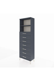 Arges Dolap 2 Raflı 7 Çekmeceli 60x30x182 Antrasit-Antrasit