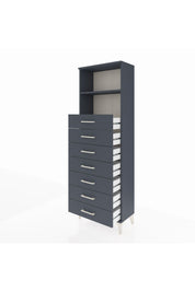 Arges Dolap 2 Raflı 7 Çekmeceli 60x30x182 Antrasit-Antrasit