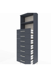 Arges Dolap 2 Raflı 7 Çekmeceli 60x30x182 Antrasit-Antrasit