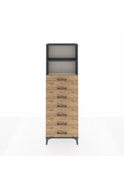 Arges Dolap 2 Raflı 7 Çekmeceli 60x30x182 Antrasit-Çam