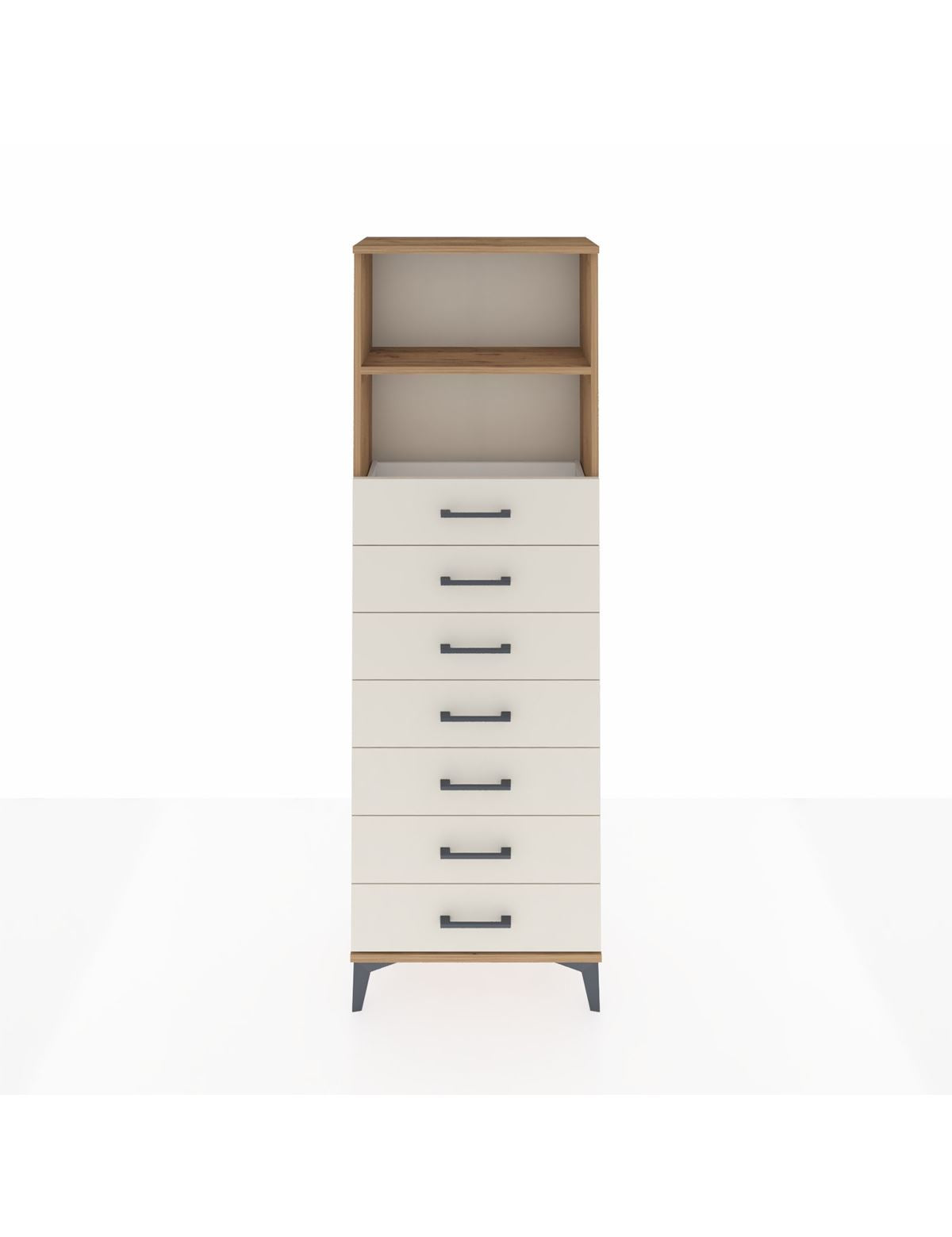 Arges Dolap 2 Raflı 7 Çekmeceli 60x30x182 Çam-Aytaşı