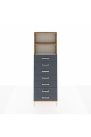 Arges Dolap 2 Raflı 7 Çekmeceli 60x30x182 Çam-Antrasit