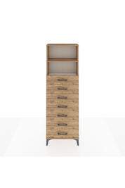 Arges Dolap 2 Raflı 7 Çekmeceli 60x30x182 Çam-Çam