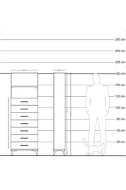 Arges Dolap 2 Raflı 7 Çekmeceli 60x30x182 Çam-Antrasit